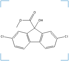 The chemical structure of Methyl 2,7-dichloro-9-hydroxyfluorene-9-carboxylate