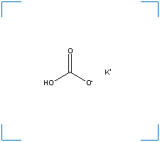 The chemical structure of Potassium bicarbonate