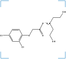 The chemical structure of 2,4-Dichlorophenoxyacetic Acid, Diethanolamine Salt