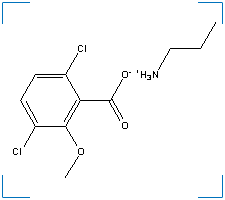 The chemical structure of Benzoic Acid, 3,6-Dichloro-2-Methoxy-, Compd With 2-Propanamine (1:1)