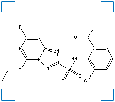 The chemical structure of Benzoic Acid, 3-Chloro-2-{{(5-Ethoxy-7-Fluoro{1,2,4}Triazolo{1,5-C}Pyrimidin-2-Yl)Sulfonyl}Amino}-, Methyl Ester