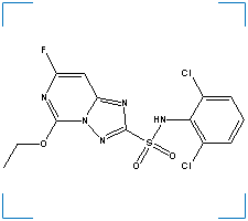 The chemical structure of N-(2,6-Dichlorophenyl)-5-Ethoxy-7-Fluoro-(1,2,4)Triazolo(1,5-C)Pyrimidine-2-Sulfonamide