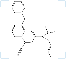 The chemical structure of Cyano-3-Phenoxybenzyl 2,2-Dimethyl-3-(2-Methylpropenyl)Cyclopropanecarboxylate