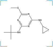The chemical structure of Cyclopropyl-N'-(1,1-Dimethylethyl)-6-(Methylthio)-1,3,5-Triazine-2,4-Diamine
