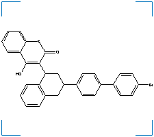 The chemical structure of Benzothiopyran-2-One, 3-(3-(4'-Bromo-(1,1'-Biphenyl)-4-Yl)-1,2,3,4-Tetrahydro-1-Naphthyl)-4-Hydroxy-