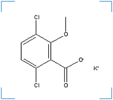 The chemical structure of 3,6-dichloro-2-methoxy-benzoic acid, 